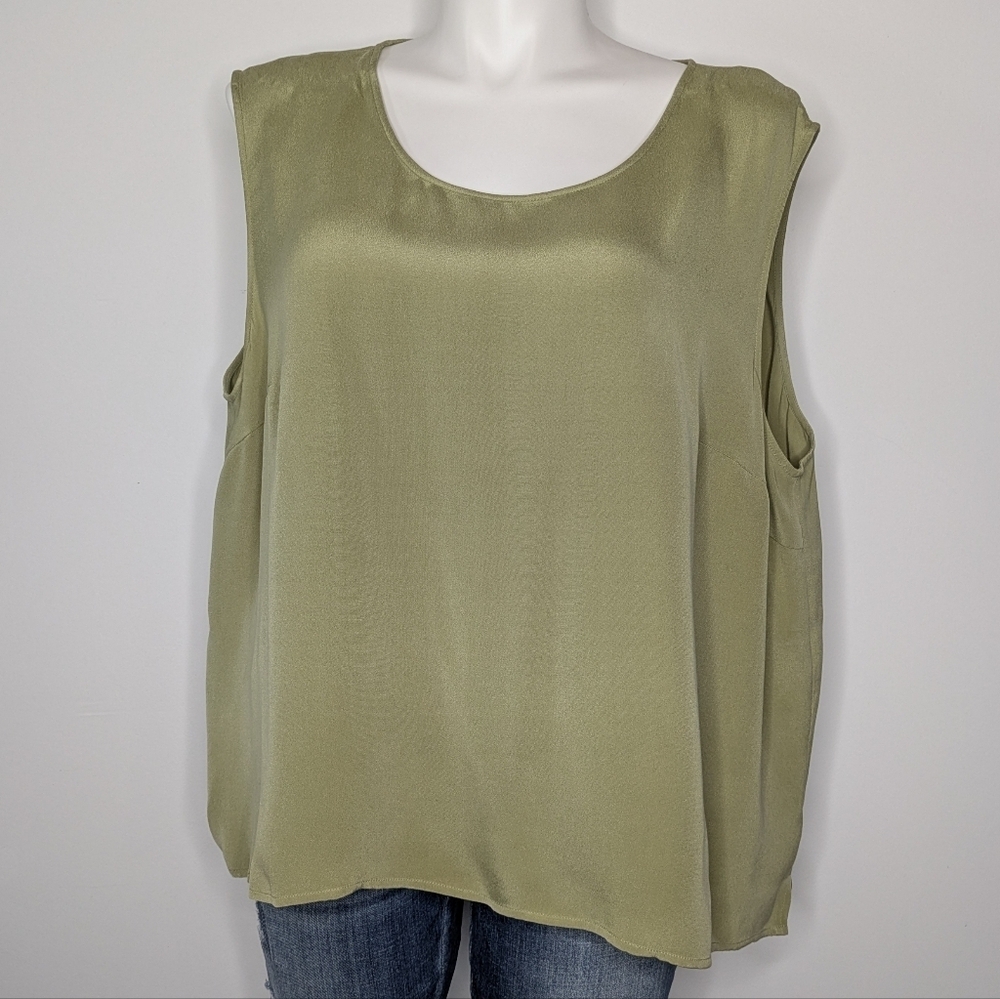 Vintage Travis Ayers Green Silk Tank Top 28W